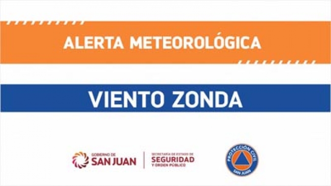 Alerta meteorológica de Viento Zonda en San Juan