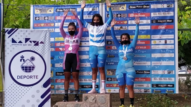 Maribel Aguirre fue la ciclista de San Juan que más medallas ganó en lo personal. Fueron cuatro en total.