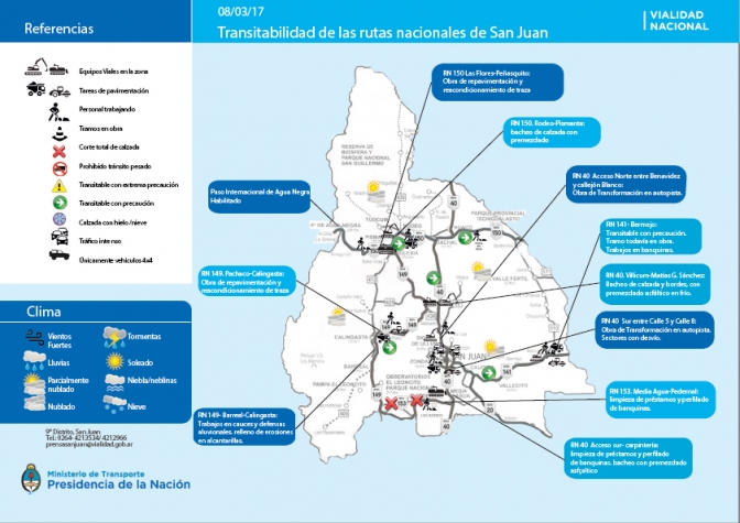 Mapa de transitabilidad de San Juan 08/03/2017