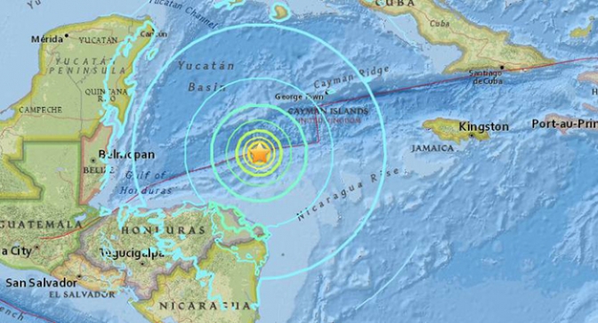 Sismo de magnitud 7,6 grados frente a las costas de Honduras