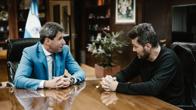 Uñac y Tinelli en Casa de Gobierno