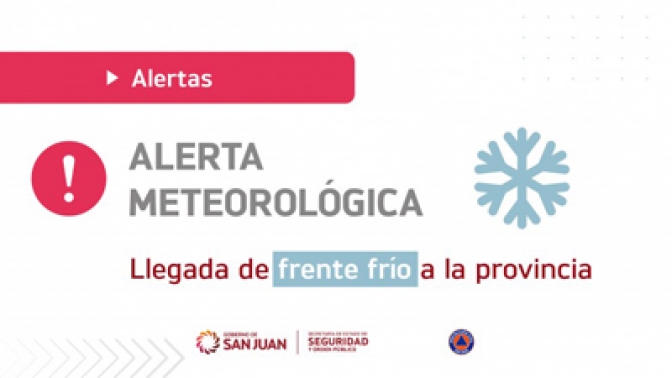 Alerta meteorológica frente frío en San Juan