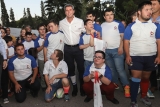 El gobernador U&ntilde;ac recibi&oacute; la visita de Los Dinos, el equipo de rugby inclusivo