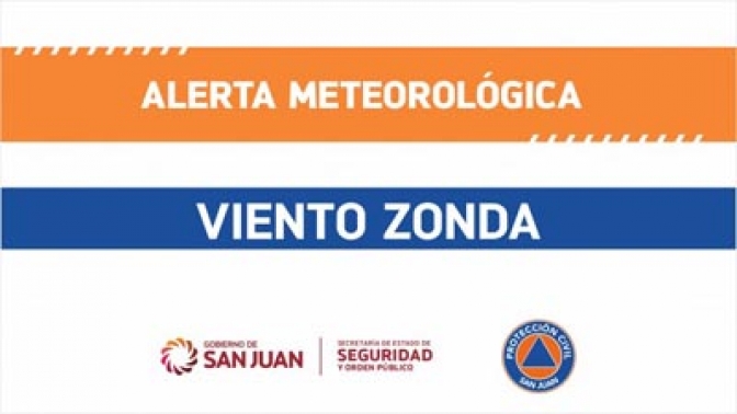 Alerta meteorológica de viento Zonda en San Juan