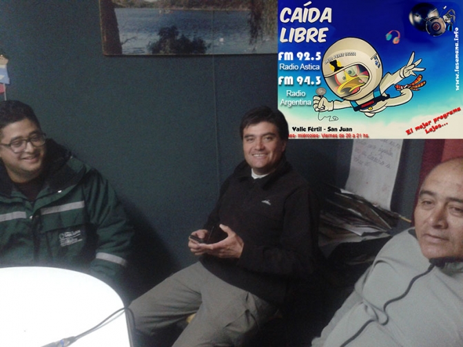 Ariel Acosta,de la secretaría de ambiente en el programa &quot;Caida Libre&quot; Valle Fértil