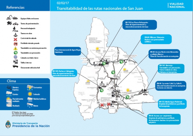 Mapa de transitabilidad de San Juan 02/02/2017