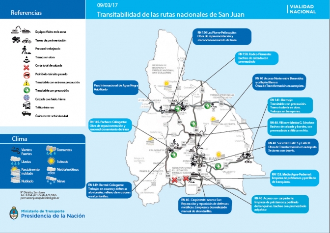 Mapa de transitabilidad de San Juan 09/03/2017