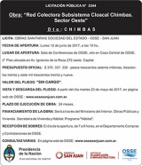 Apertura de licitación cloacas para el sector oeste de Chimbas